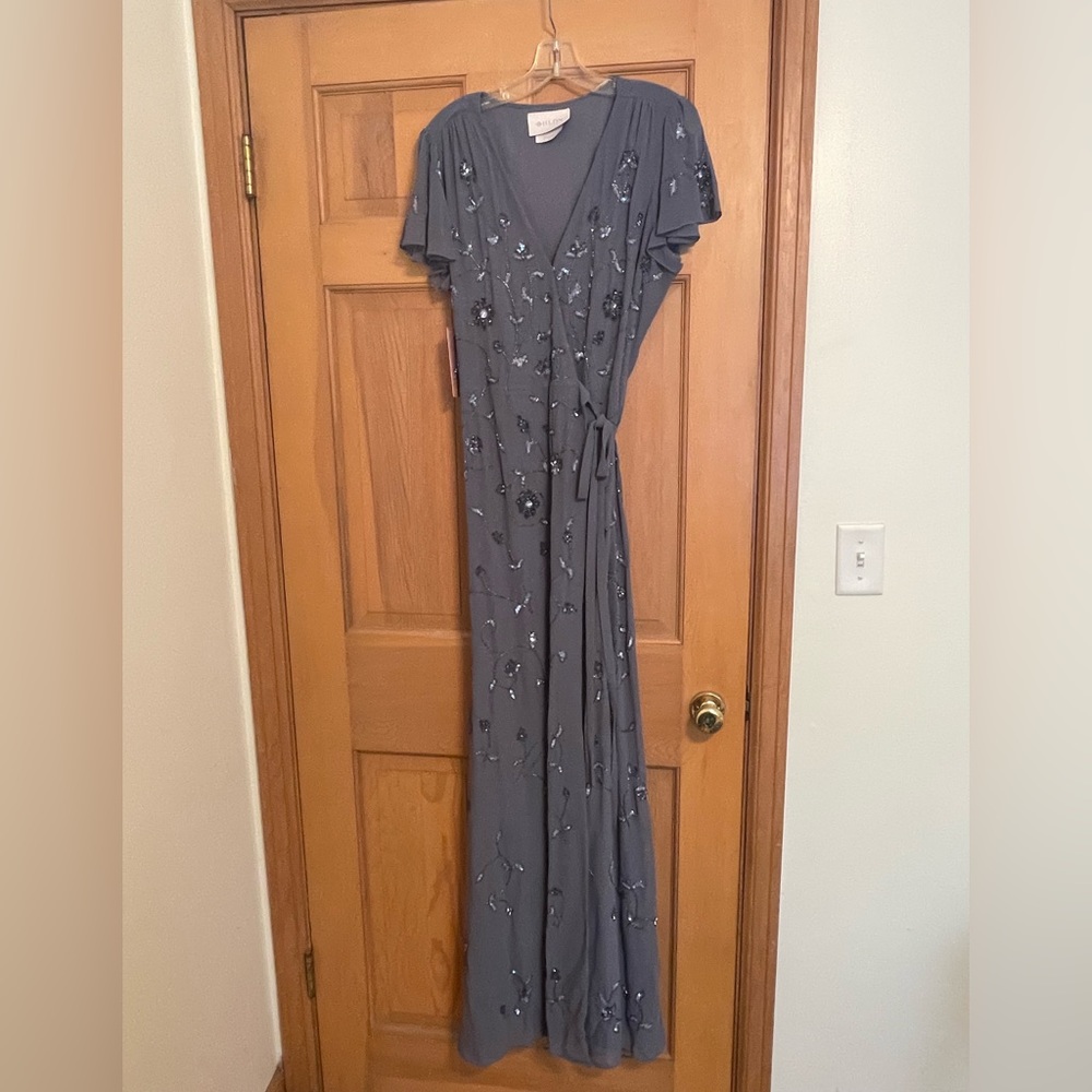 BHLDN Long Grey Wrap Dress